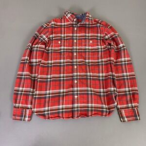 Gap Plaid Flannel Shirt Men's Size Small Red Long‎ Sleeve Button Up 100% Cotton